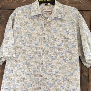 Campia Moda Hawaiian Print Shirt Mens Large 100% Cotton short sleeve tropical